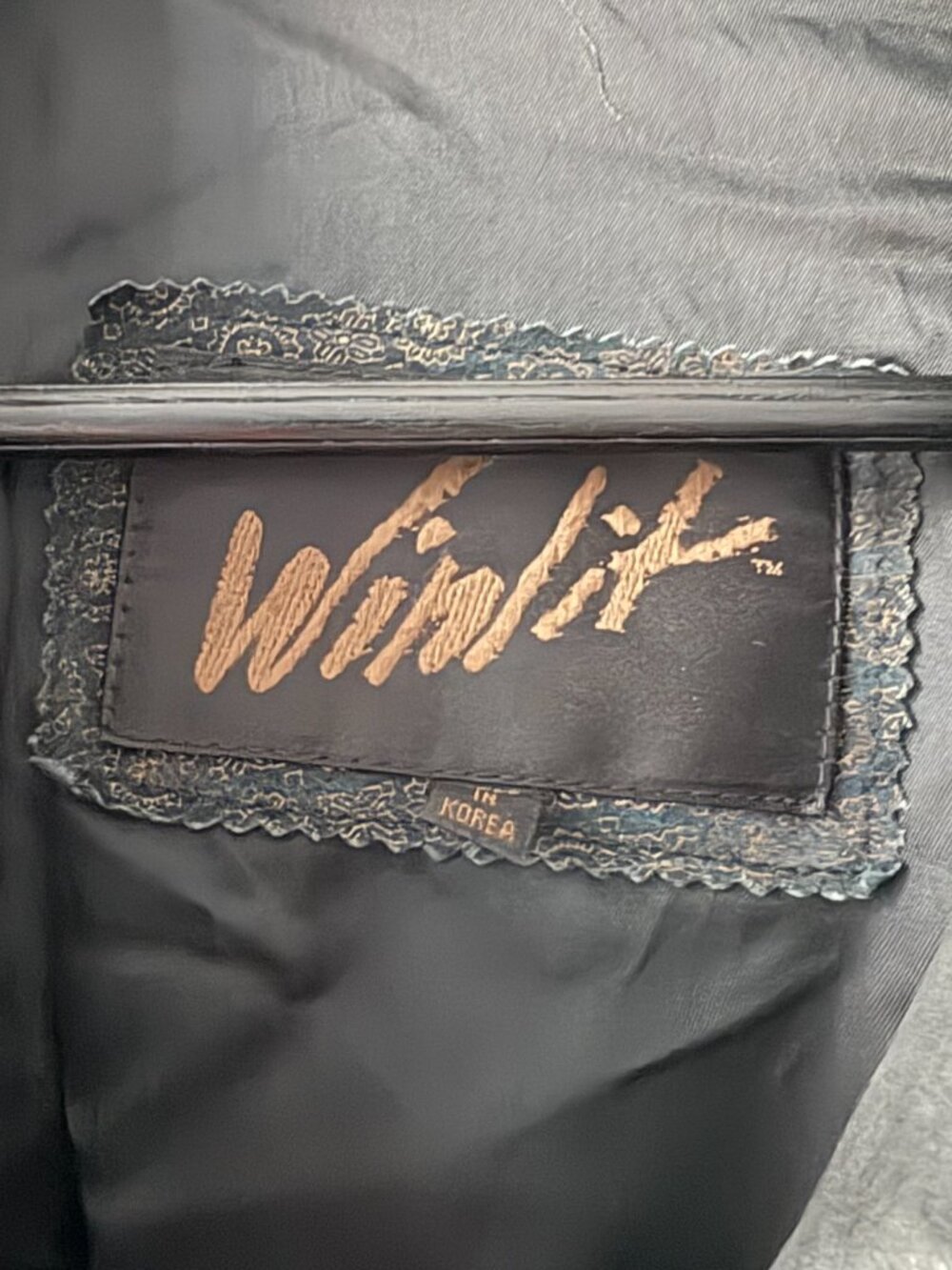 Vintage Winlit patchwork black gray gold women's leather bomber jacket size med - Picture 5 of 6